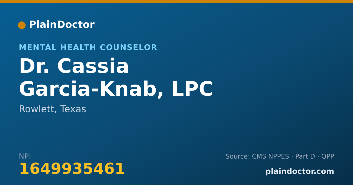 Shareable card for Cassia Garcia-Knab, LPC - Mental Health Counselor, Rowlett, TX