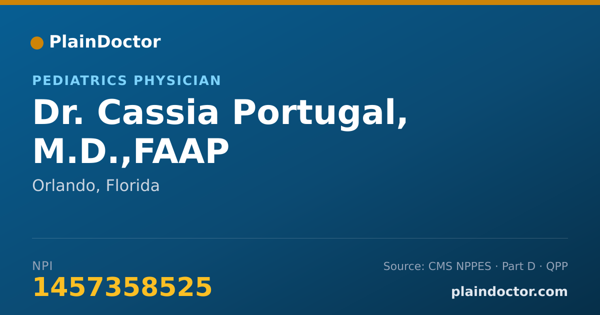 Shareable card for Cassia Portugal, M.D.,FAAP - Pediatrics Physician, Orlando, FL