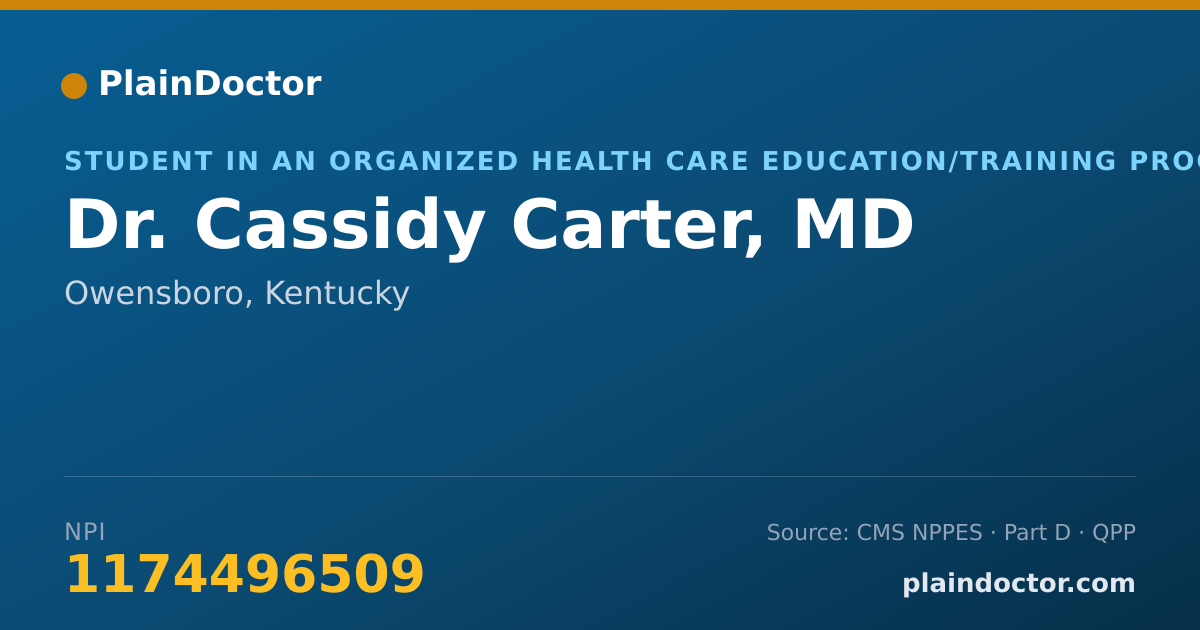 Shareable card for Cassidy Carter, MD - Student in an Organized Health Care Education/Training Program, Owensboro, KY