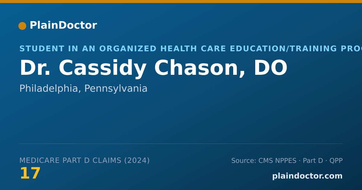 Shareable card for Cassidy Chason, DO - Student in an Organized Health Care Education/Training Program, Philadelphia, PA