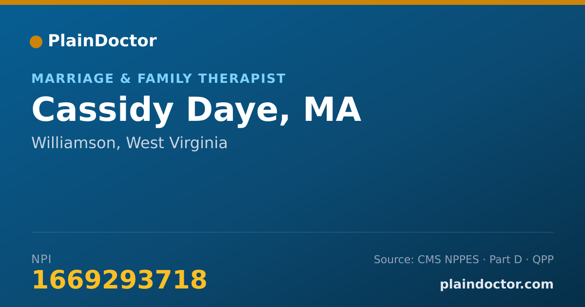 Shareable card for Cassidy Daye, MA - Marriage & Family Therapist, Williamson, WV