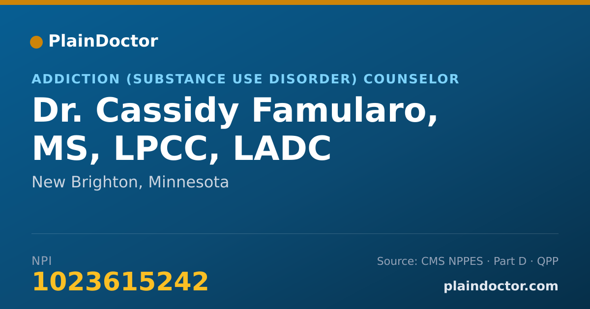 Shareable card for Cassidy Famularo, MS, LPCC, LADC - Addiction (Substance Use Disorder) Counselor, New Brighton, MN