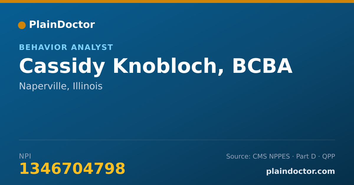 Shareable card for Cassidy Knobloch, BCBA - Behavior Analyst, Naperville, IL