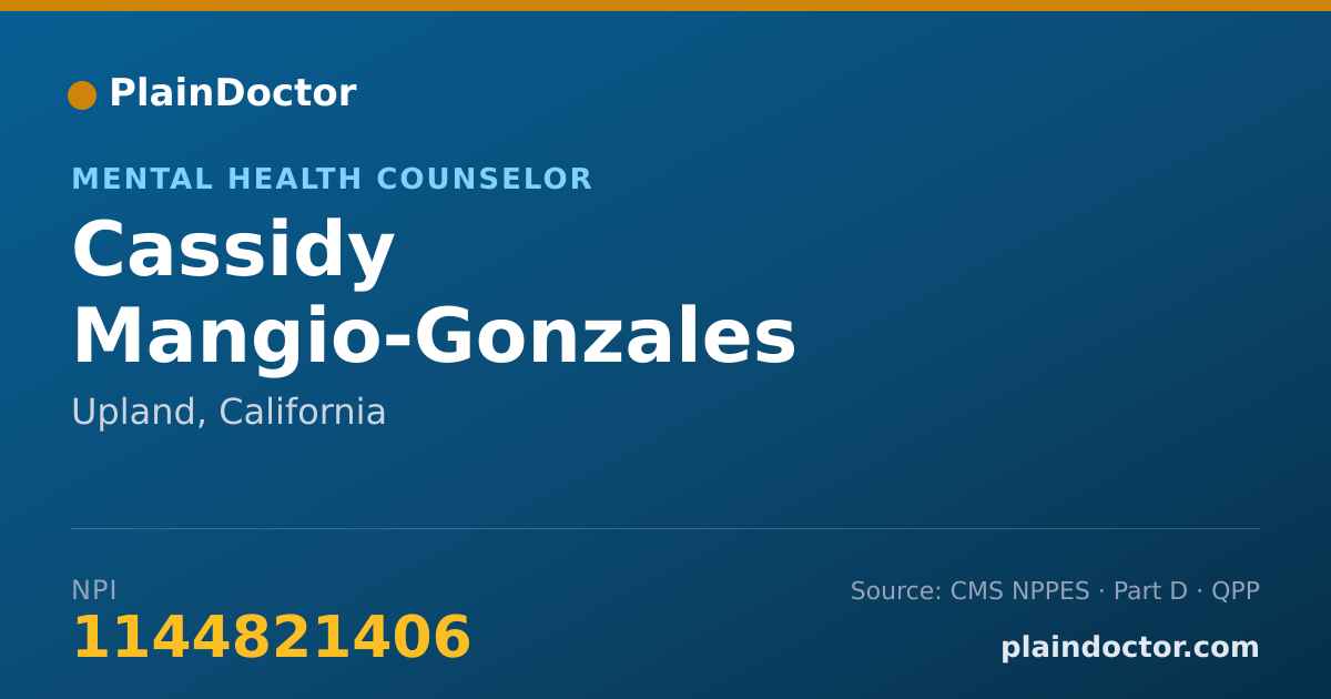 Shareable card for Cassidy Mangio-Gonzales - Mental Health Counselor, Upland, CA