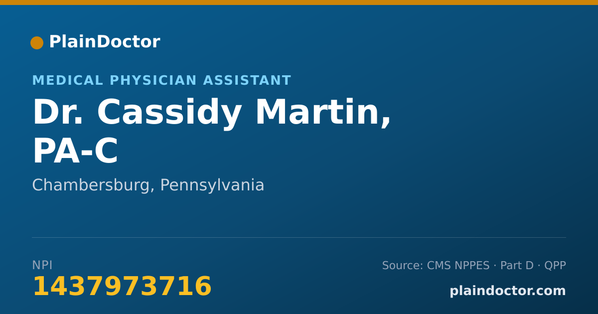 Shareable card for Cassidy Martin, PA-C - Medical Physician Assistant, Chambersburg, PA