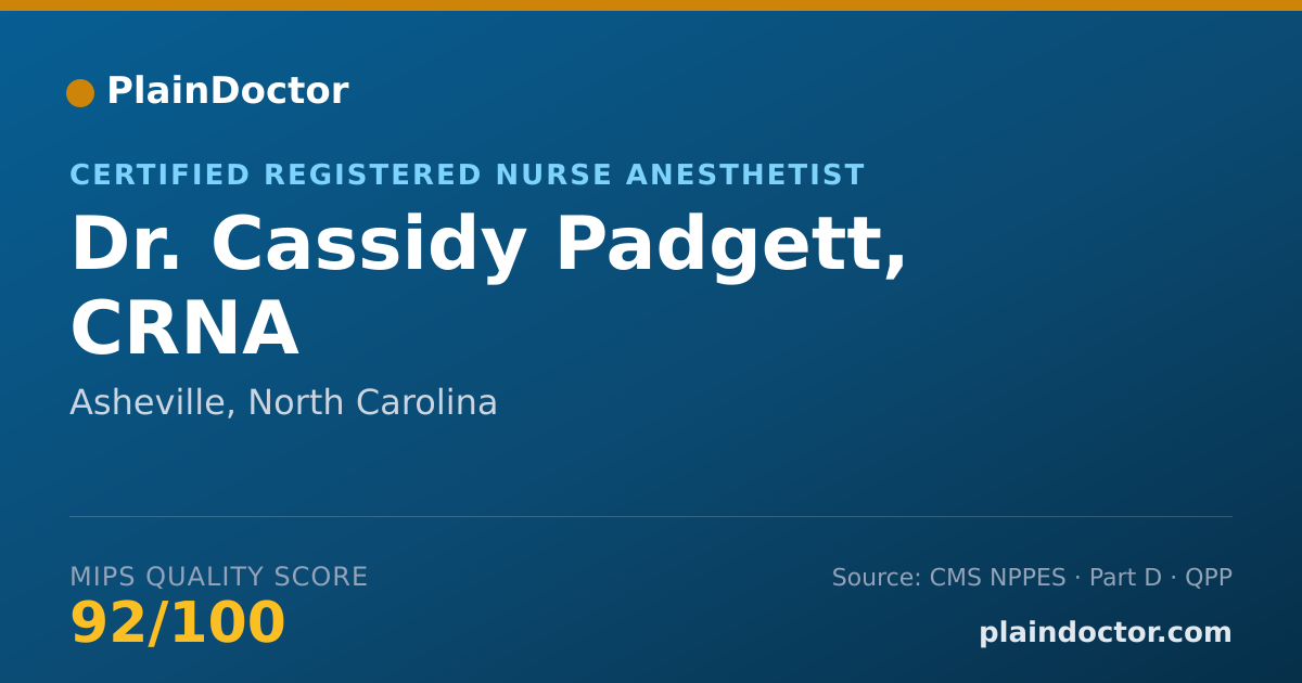 Shareable card for Cassidy Padgett, CRNA - Certified Registered Nurse Anesthetist, Asheville, NC