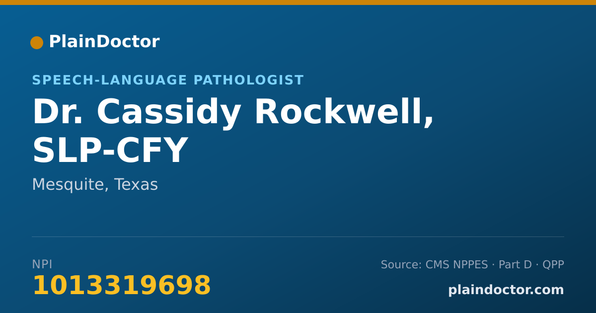 Shareable card for Cassidy Rockwell, SLP-CFY - Speech-Language Pathologist, Mesquite, TX