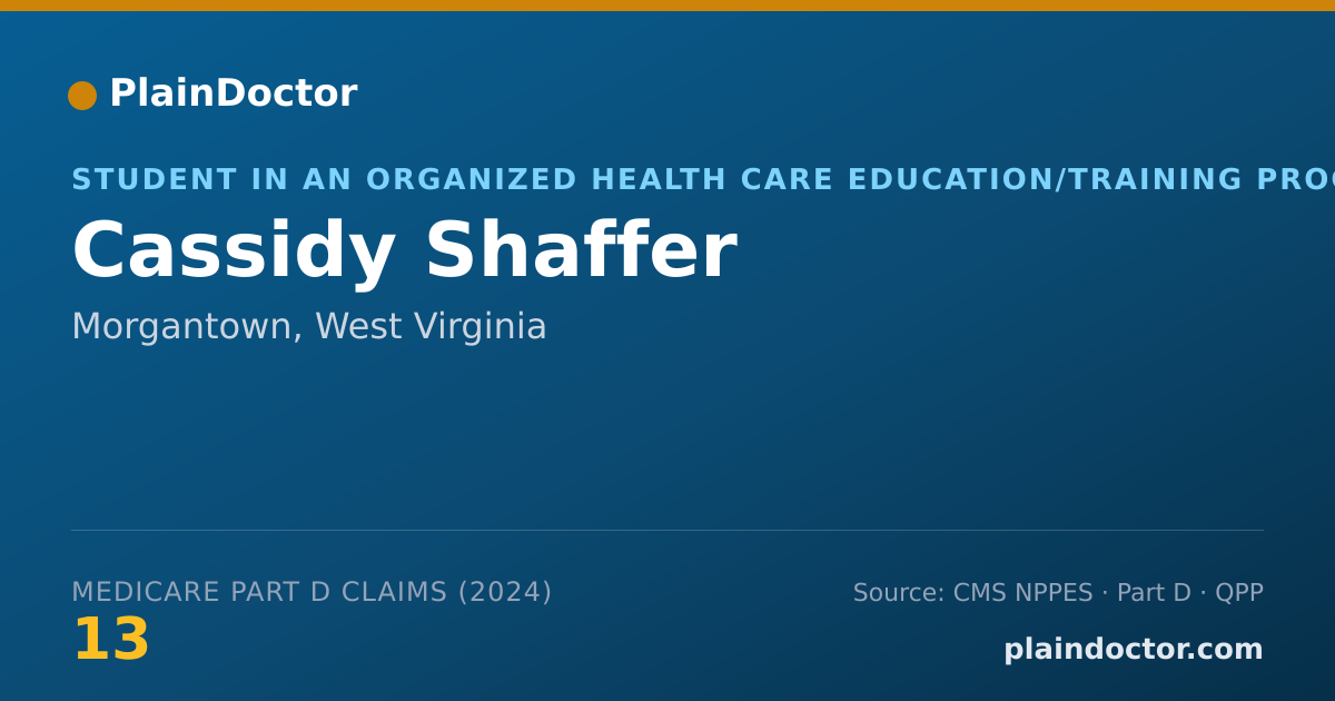 Shareable card for Cassidy Shaffer - Student in an Organized Health Care Education/Training Program, Morgantown, WV