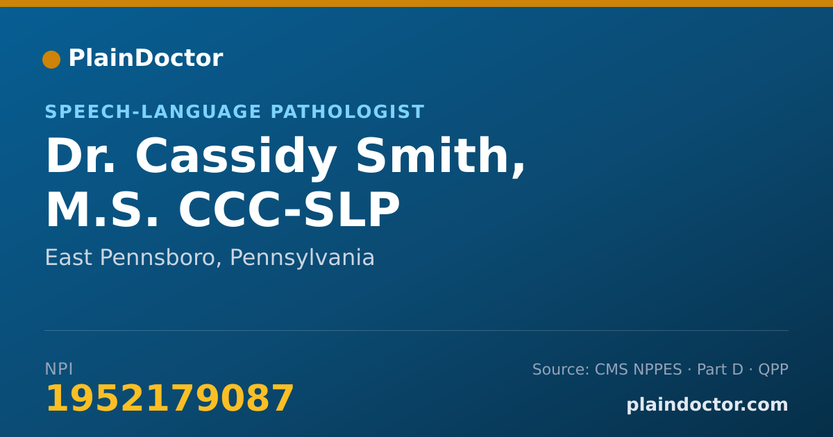 Shareable card for Cassidy Smith, M.S. CCC-SLP - Speech-Language Pathologist, East Pennsboro, PA
