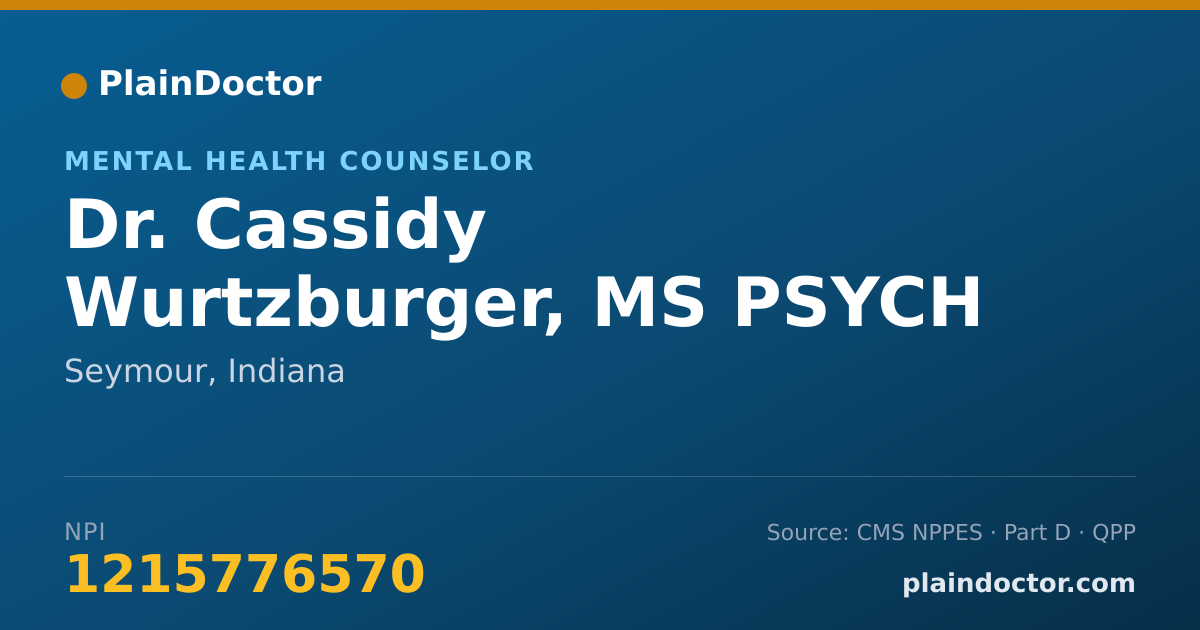 Shareable card for Cassidy Wurtzburger, MS PSYCH - Mental Health Counselor, Seymour, IN