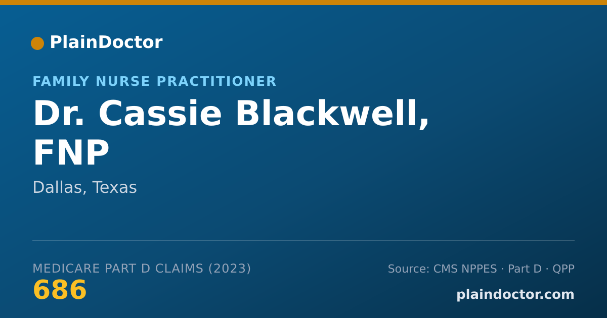 Shareable card for Cassie Blackwell, FNP - Family Nurse Practitioner, Dallas, TX