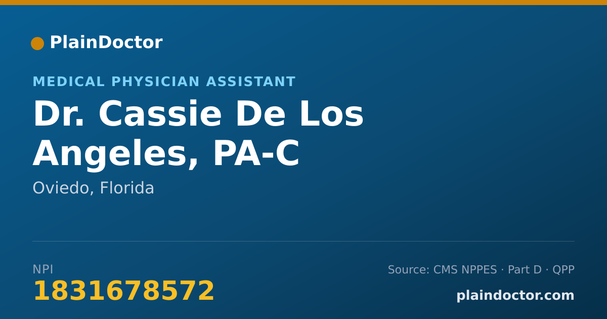 Shareable card for Cassie De Los Angeles, PA-C - Medical Physician Assistant, Oviedo, FL