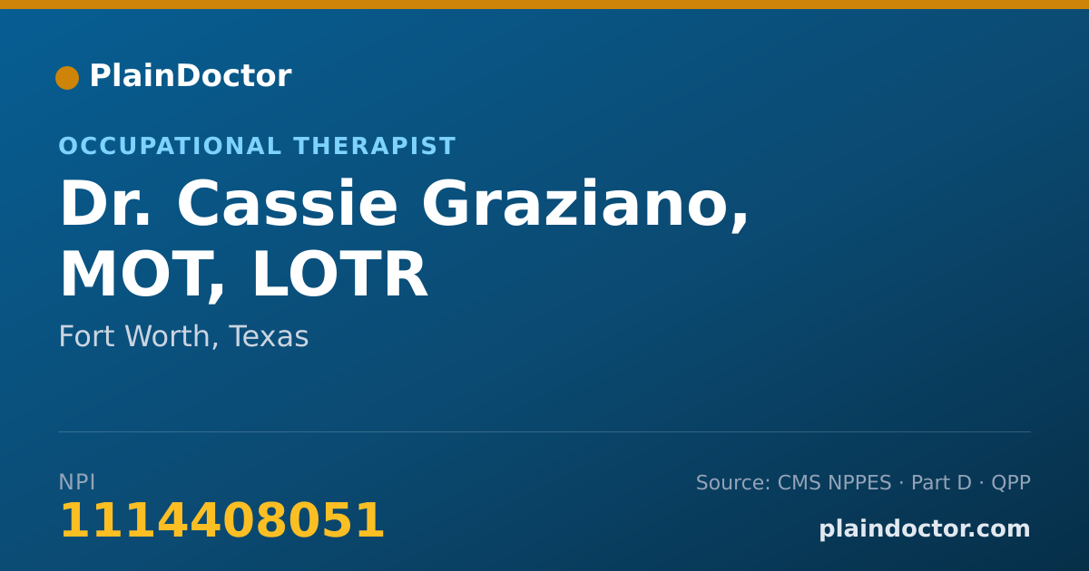 Shareable card for Cassie Graziano, MOT, LOTR - Occupational Therapist, Fort Worth, TX