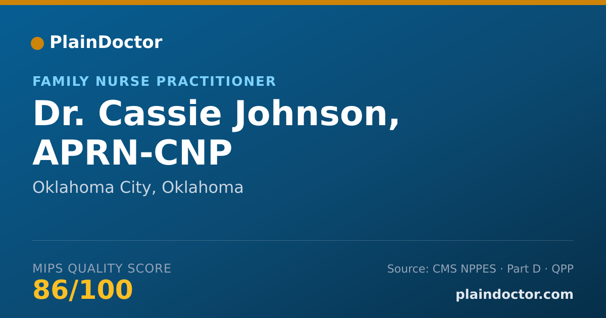 Shareable card for Cassie Johnson, APRN-CNP - Family Nurse Practitioner, Oklahoma City, OK