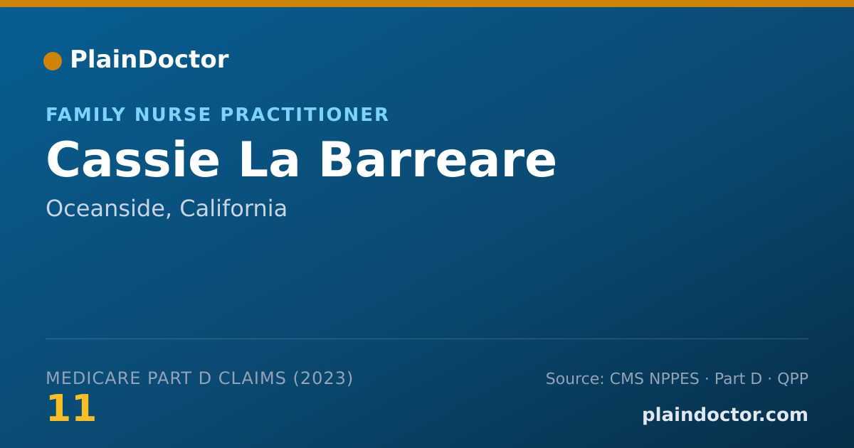 Shareable card for Cassie La Barreare - Family Nurse Practitioner, Oceanside, CA