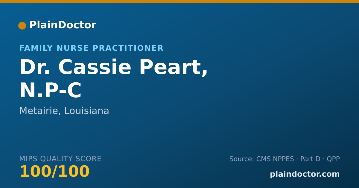 Shareable card for Cassie Peart, N.P-C - Family Nurse Practitioner, Metairie, LA