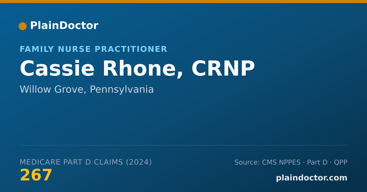 Shareable card for Cassie Rhone, CRNP - Family Nurse Practitioner, Willow Grove, PA
