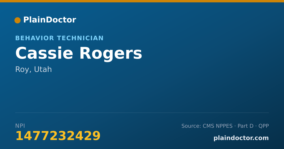 Shareable card for Cassie Rogers - Behavior Technician, Roy, UT