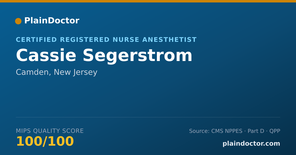 Shareable card for Cassie Segerstrom - Certified Registered Nurse Anesthetist, Camden, NJ