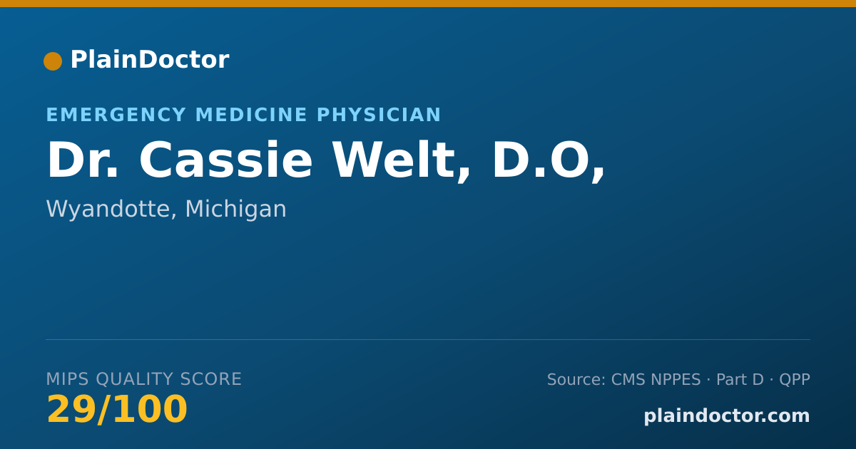Shareable card for Cassie Welt, D.O, - Emergency Medical Services (Emergency Medicine) Physician, Wyandotte, MI