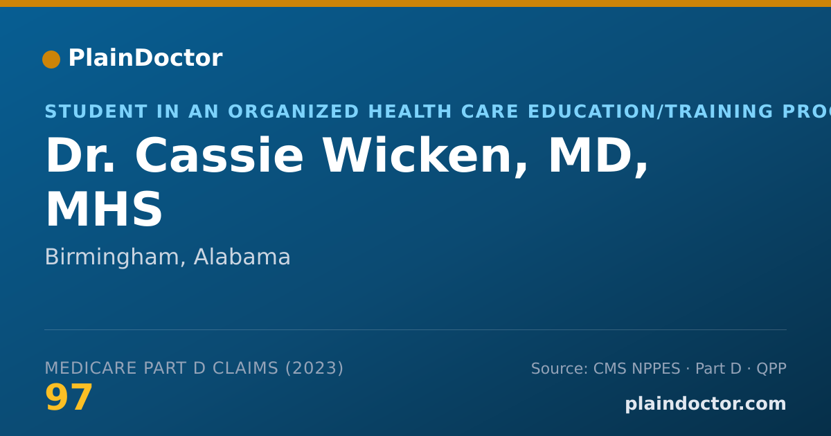 Shareable card for Cassie Wicken, MD, MHS - Student in an Organized Health Care Education/Training Program, Birmingham, AL
