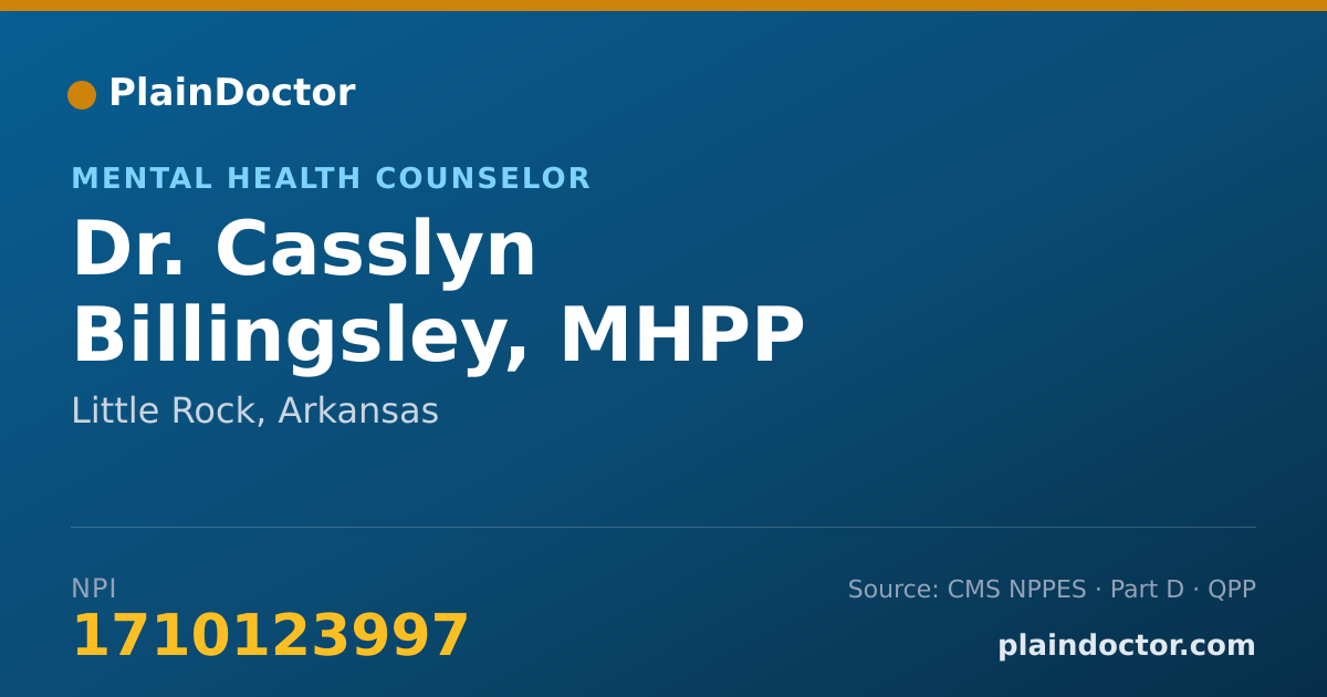 Shareable card for Casslyn Billingsley, MHPP - Mental Health Counselor, Little Rock, AR