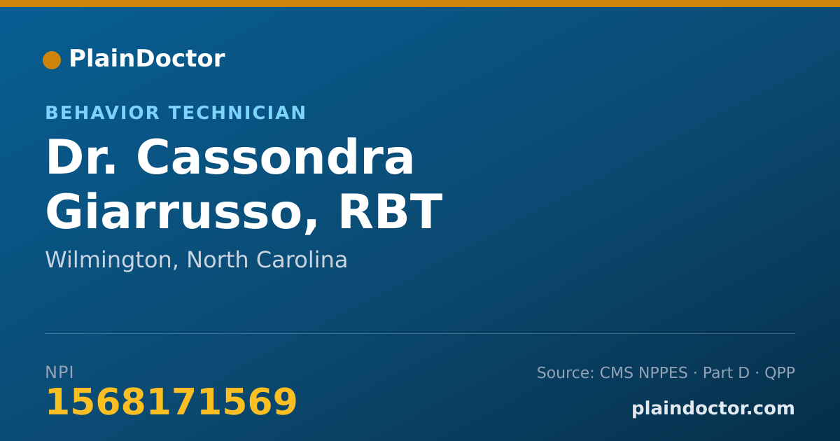 Shareable card for Cassondra Giarrusso, RBT - Behavior Technician, Wilmington, NC