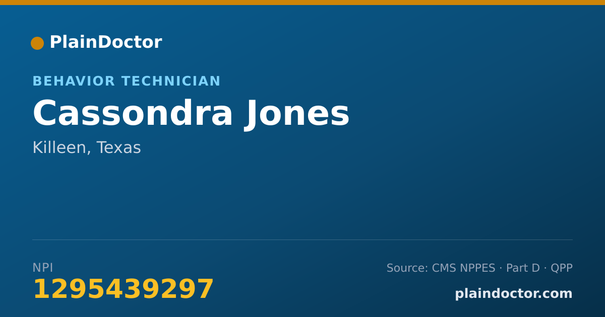 Shareable card for Cassondra Jones - Behavior Technician, Killeen, TX