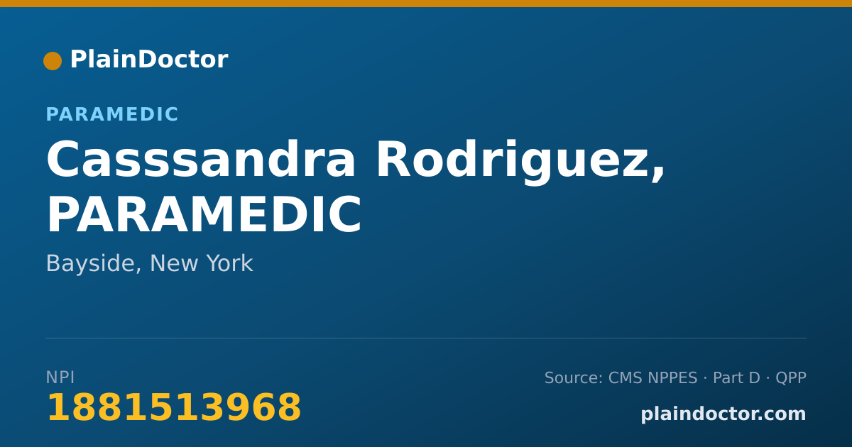 Shareable card for Casssandra Rodriguez, PARAMEDIC - Paramedic, Bayside, NY