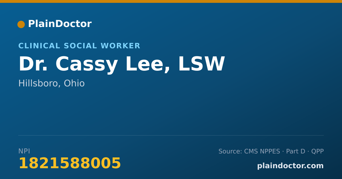 Shareable card for Cassy Lee, LSW - Clinical Social Worker, Hillsboro, OH