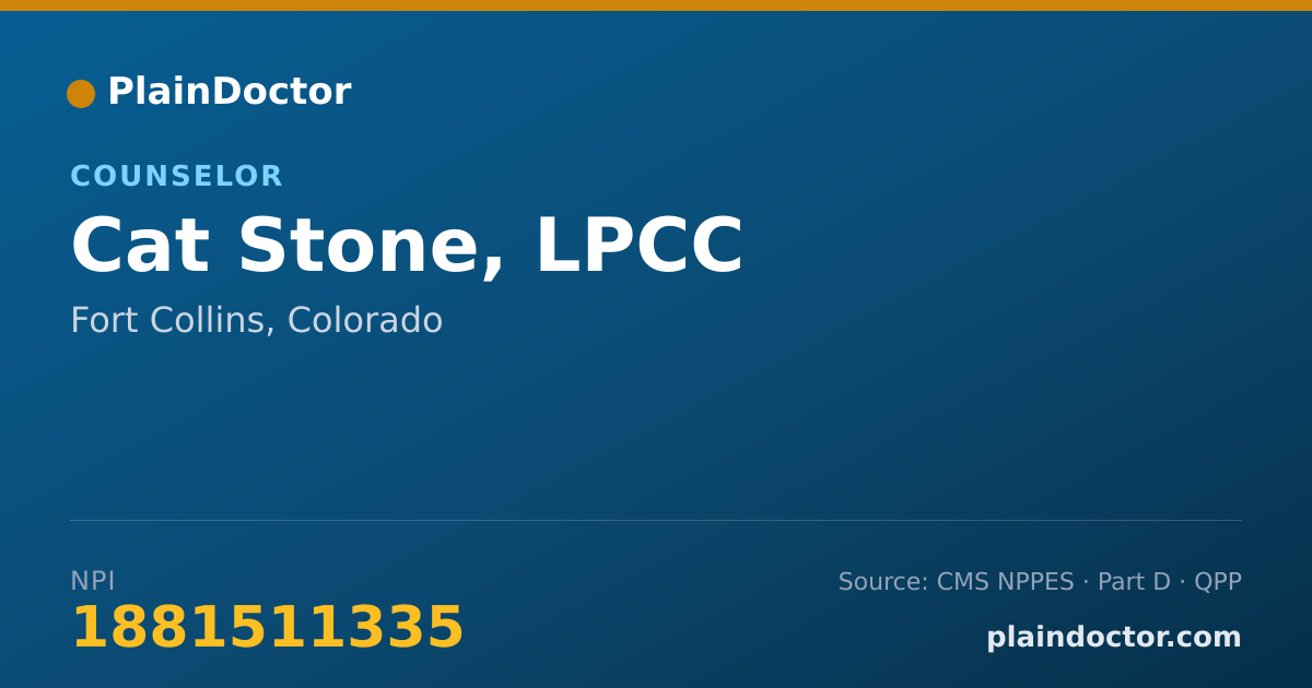 Shareable card for Cat Stone, LPCC - Counselor, Fort Collins, CO