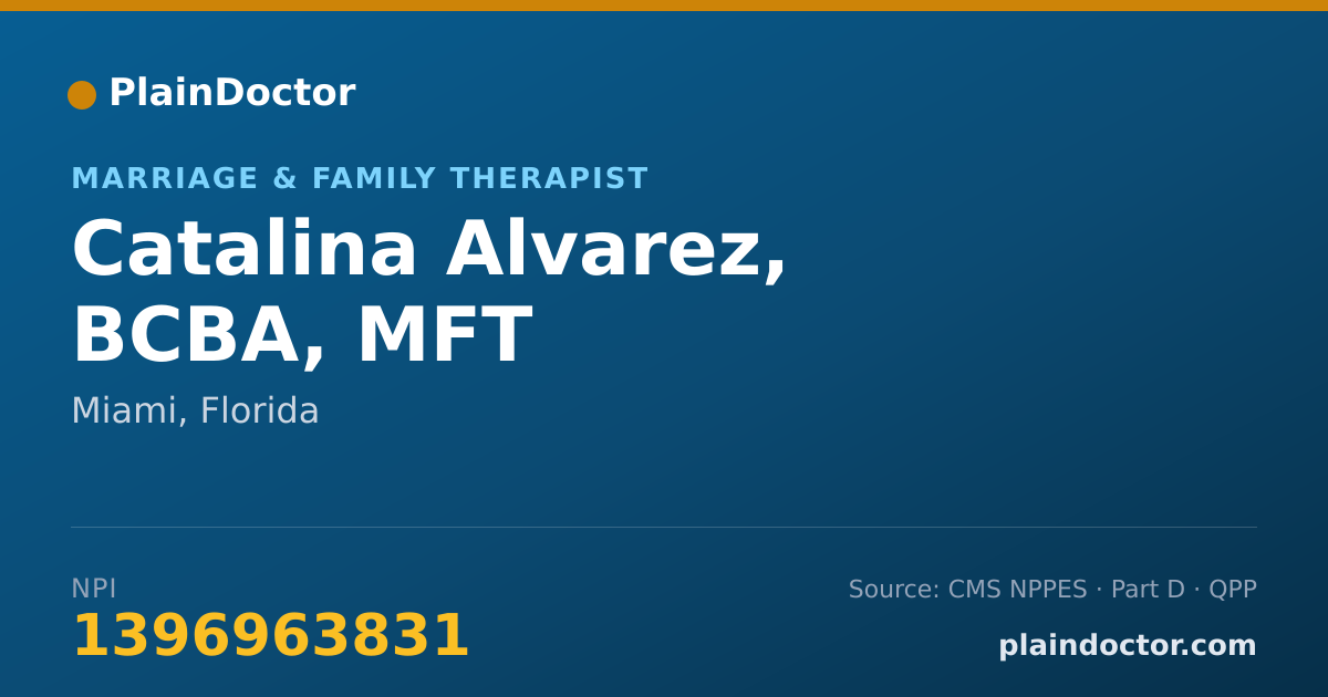 Shareable card for Catalina Alvarez, BCBA, MFT - Marriage & Family Therapist, Miami, FL