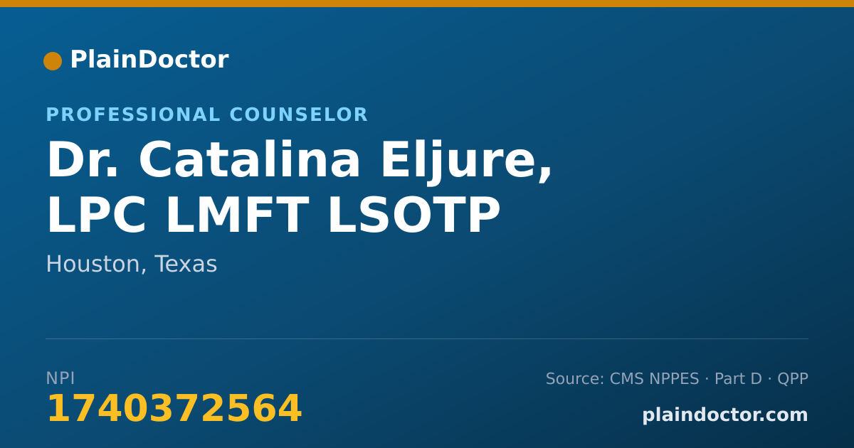 Shareable card for Catalina Eljure, LPC LMFT LSOTP - Professional Counselor, Houston, TX