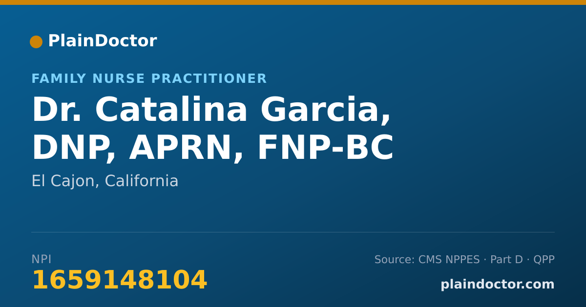 Shareable card for Catalina Garcia, DNP,  APRN, FNP-BC - Family Nurse Practitioner, El Cajon, CA