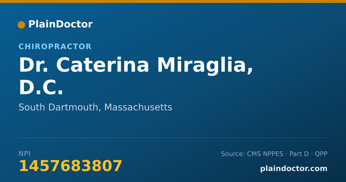 Shareable card for Caterina Miraglia, D.C. - Chiropractor, South Dartmouth, MA