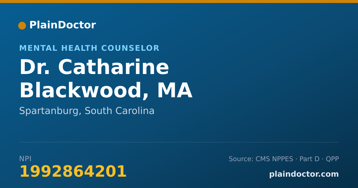 Shareable card for Catharine Blackwood, MA COUNSELING - Mental Health Counselor, Spartanburg, SC