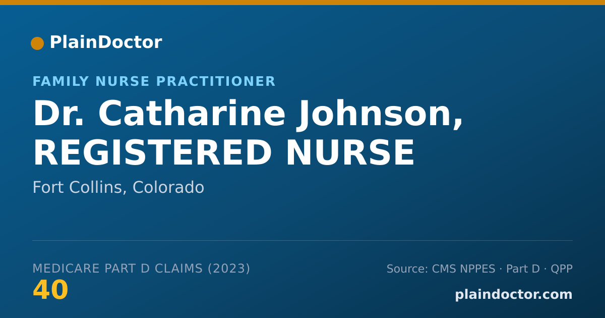 Shareable card for Catharine Johnson, REGISTERED NURSE - Family Nurse Practitioner, Fort Collins, CO