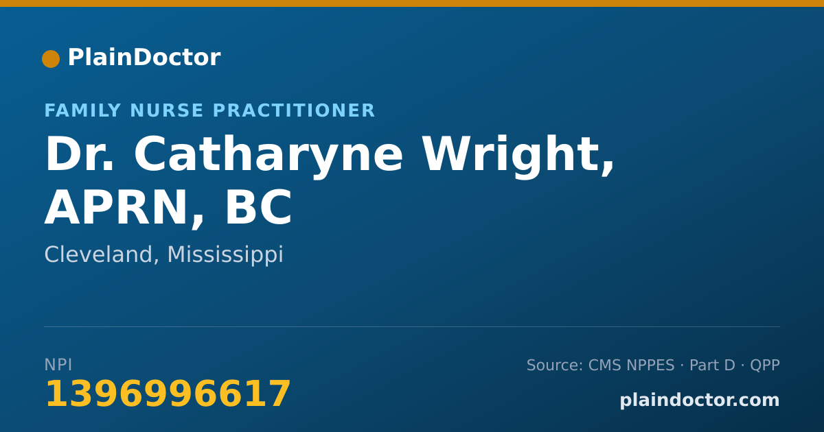 Shareable card for Catharyne Wright, APRN, BC - Family Nurse Practitioner, Cleveland, MS