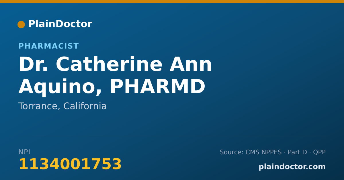 Shareable card for Catherine Ann Aquino, PHARMD - Pharmacist, Torrance, CA