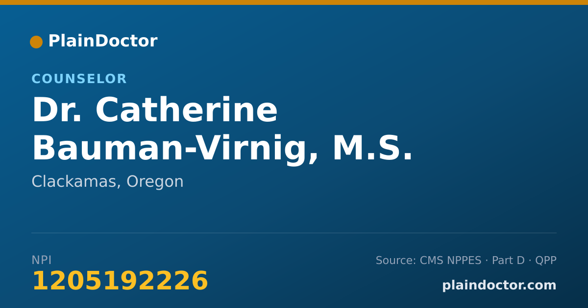 Shareable card for Catherine Bauman-Virnig, M.S. - Counselor, Clackamas, OR