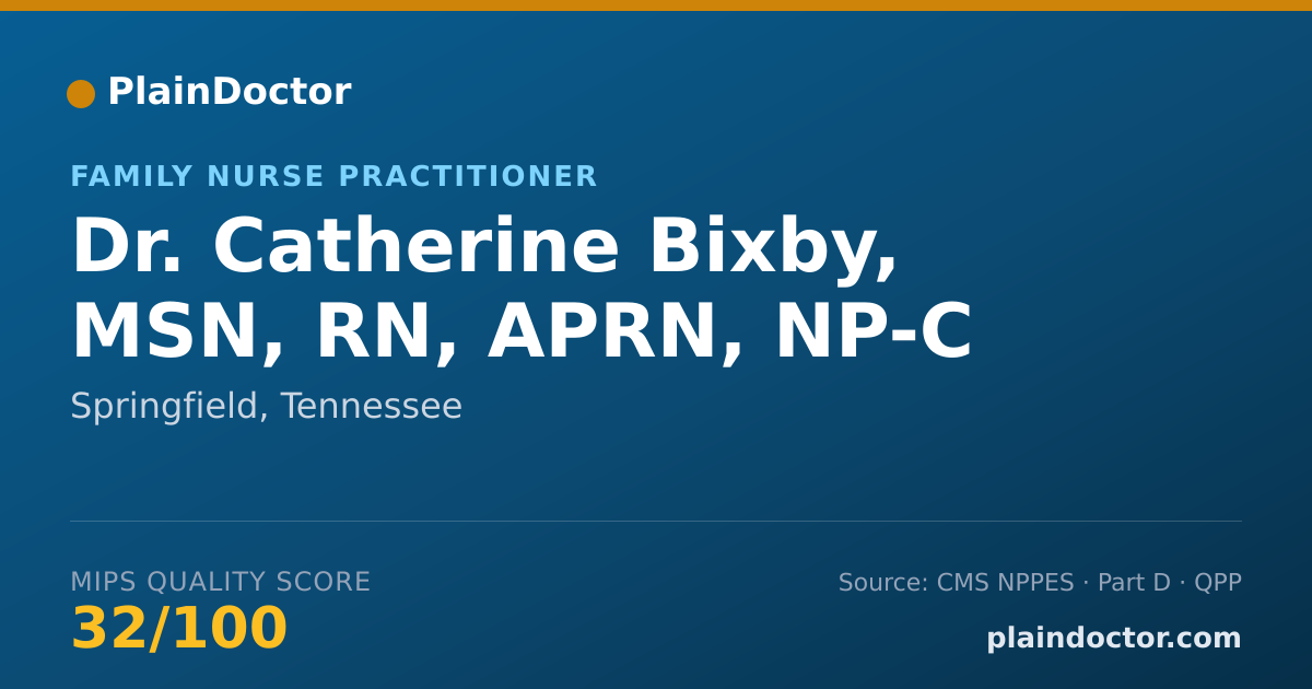 Shareable card for Catherine Bixby, MSN, RN, APRN, NP-C - Family Nurse Practitioner, Springfield, TN