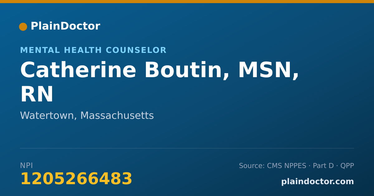 Shareable card for Catherine Boutin, MSN, RN - Mental Health Counselor, Watertown, MA