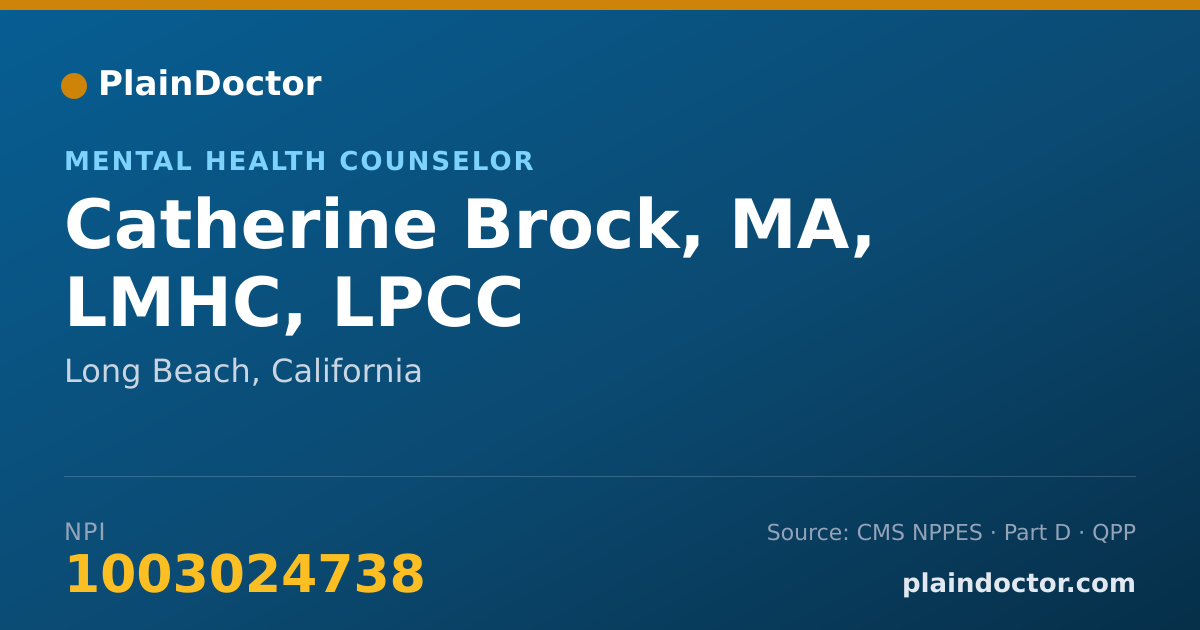 Shareable card for Catherine Brock, MA, LMHC, LPCC - Mental Health Counselor, Long Beach, CA
