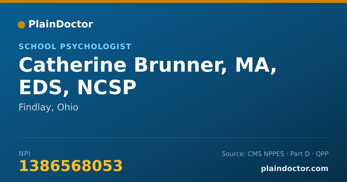 Shareable card for Catherine Brunner, MA, EDS, NCSP - School Psychologist, Findlay, OH