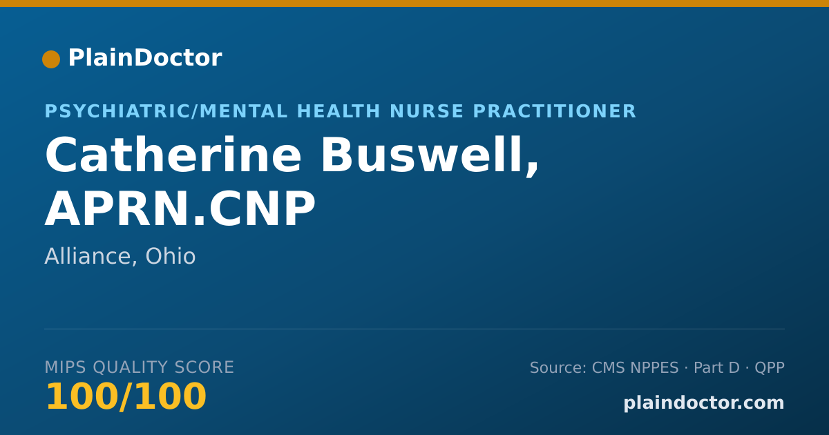 Shareable card for Catherine Buswell, APRN.CNP - Psychiatric/Mental Health Nurse Practitioner, Alliance, OH