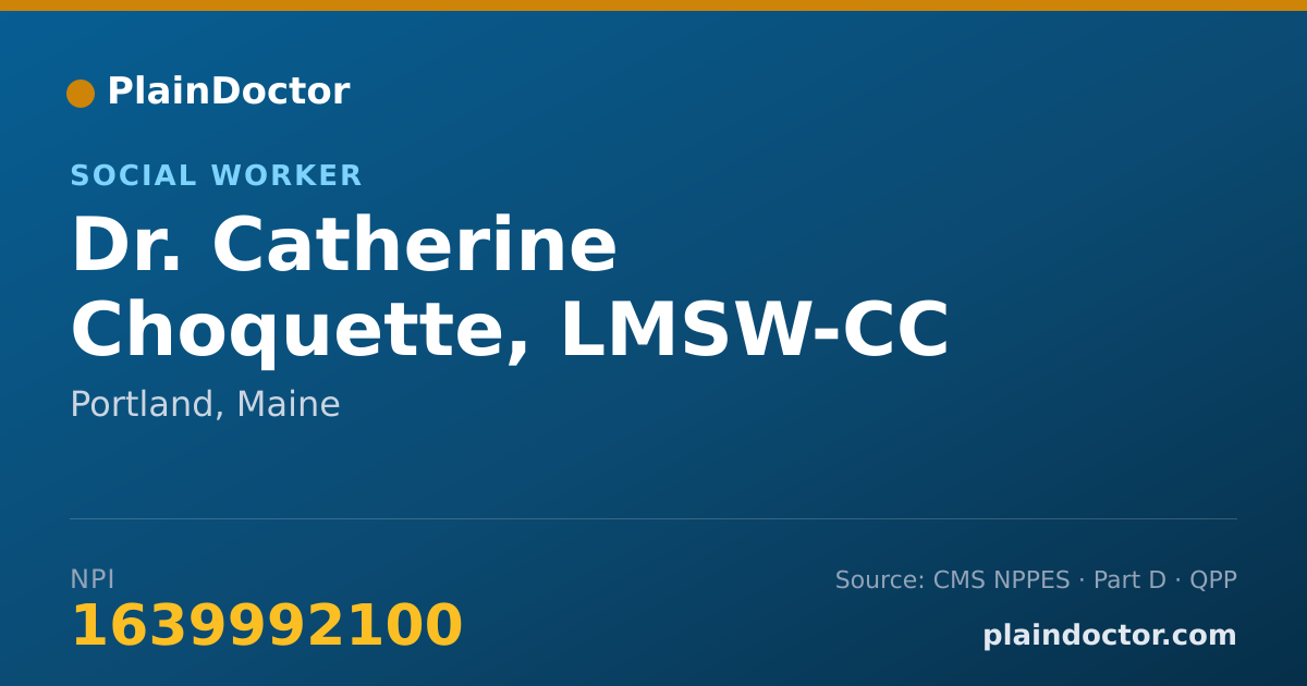 Shareable card for Catherine Choquette, LMSW-CC - Social Worker, Portland, ME