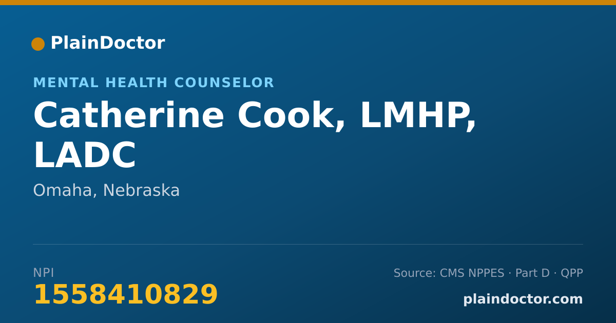 Shareable card for Catherine Cook, LMHP, LADC - Mental Health Counselor, Omaha, NE