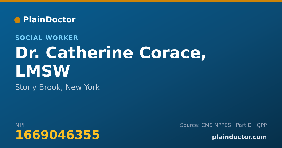 Shareable card for Catherine Corace, LMSW - Social Worker, Stony Brook, NY