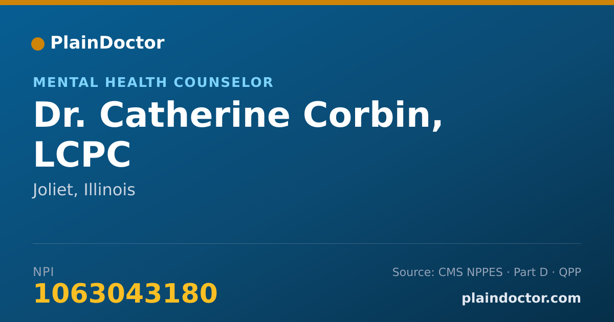 Shareable card for Catherine Corbin, LCPC - Mental Health Counselor, Joliet, IL