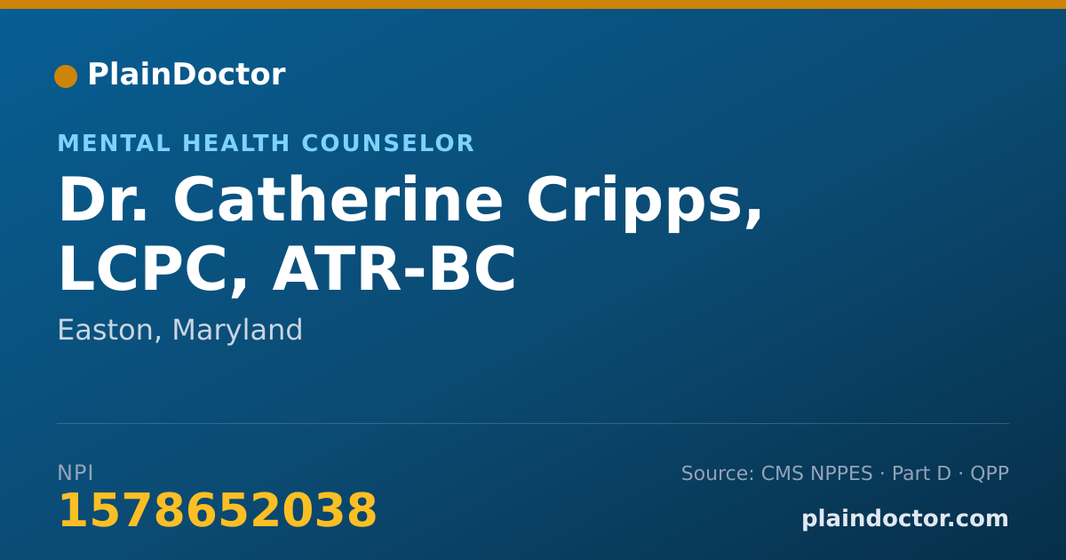 Shareable card for Catherine Cripps, LCPC, ATR-BC - Mental Health Counselor, Easton, MD